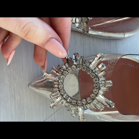 ❌SOLD❌Amina Muaddi Clear Begum Glass Pvc Crystal Transparent Slingback Sandal - Picture 6 of 16